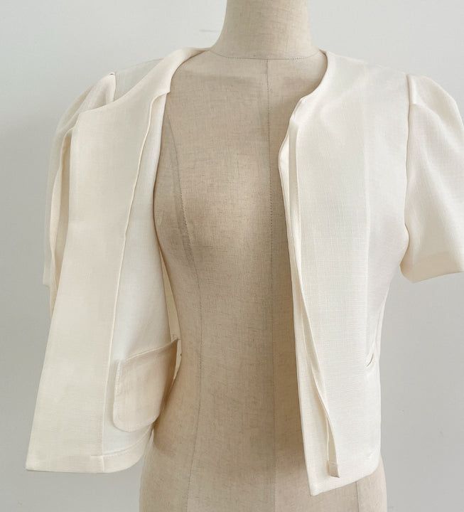 Demin Round Puff Short Sleeve Jacket
