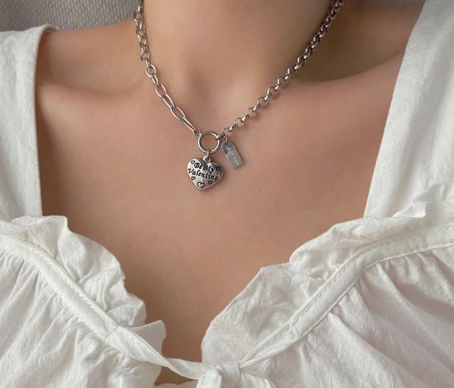 jhi Lettering Heart Two Way Necklace