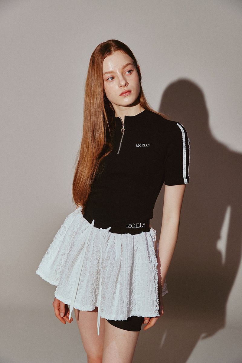Frill Mini Shirring Skirt White