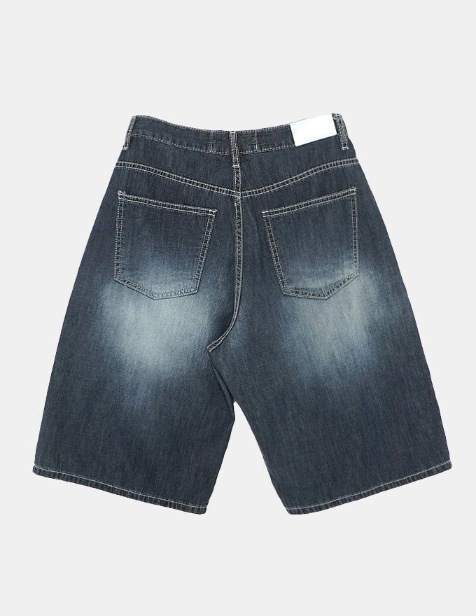 Grayish Washing Skater Half Pants