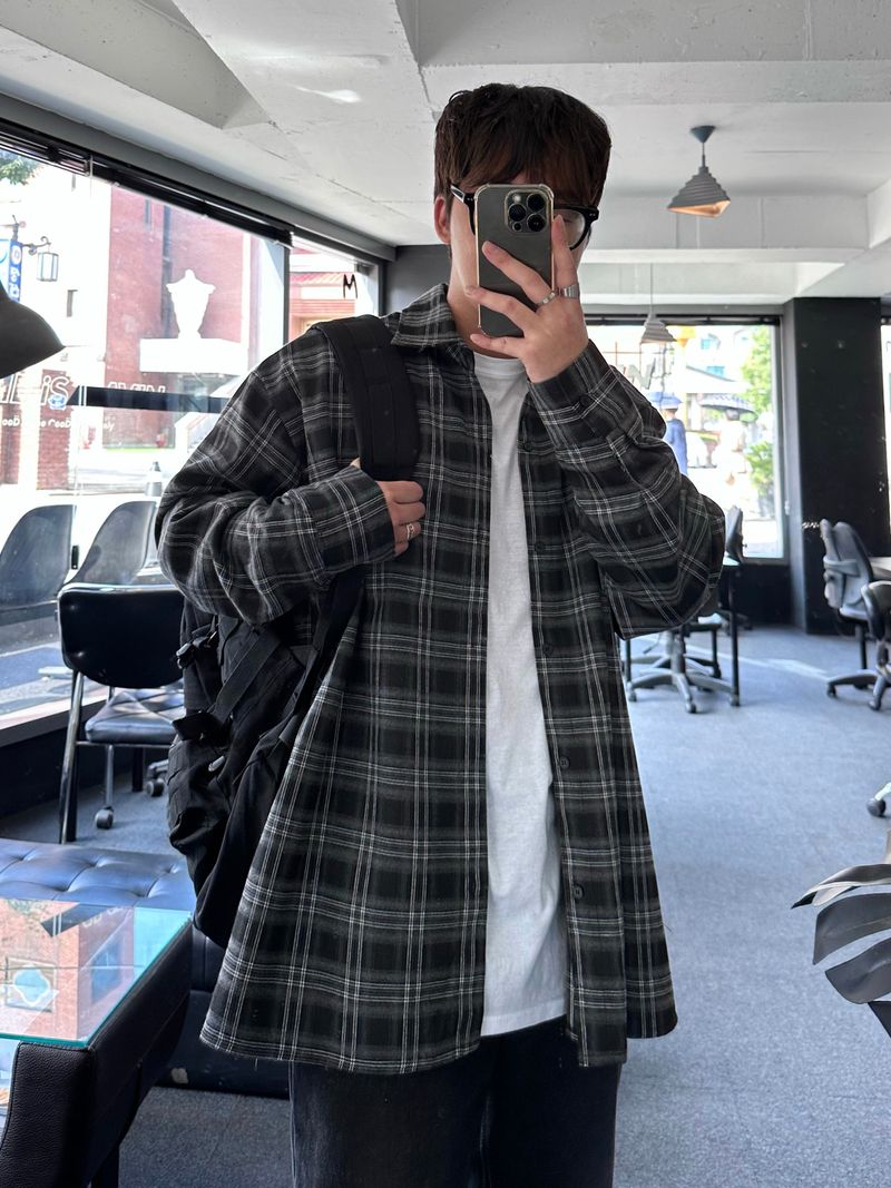 [premium] jack check overfit shirts