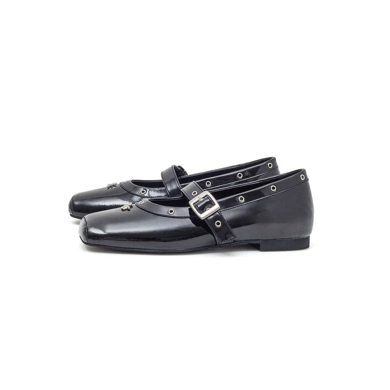 Eyelet Mary Jane Flat(Black)