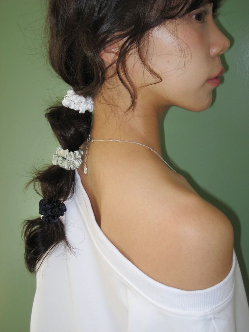 [3 set] Berry mini scrunchie (Navy)