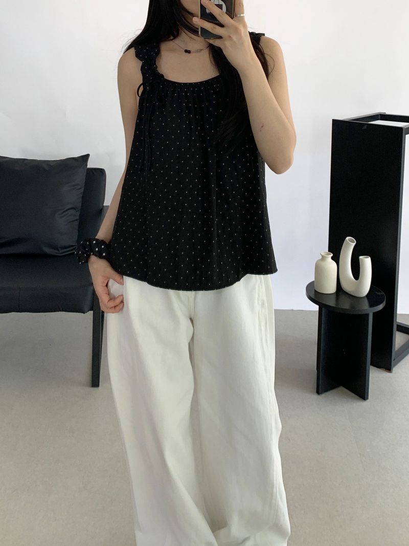 Liam Shirred Sleeveless Blouse