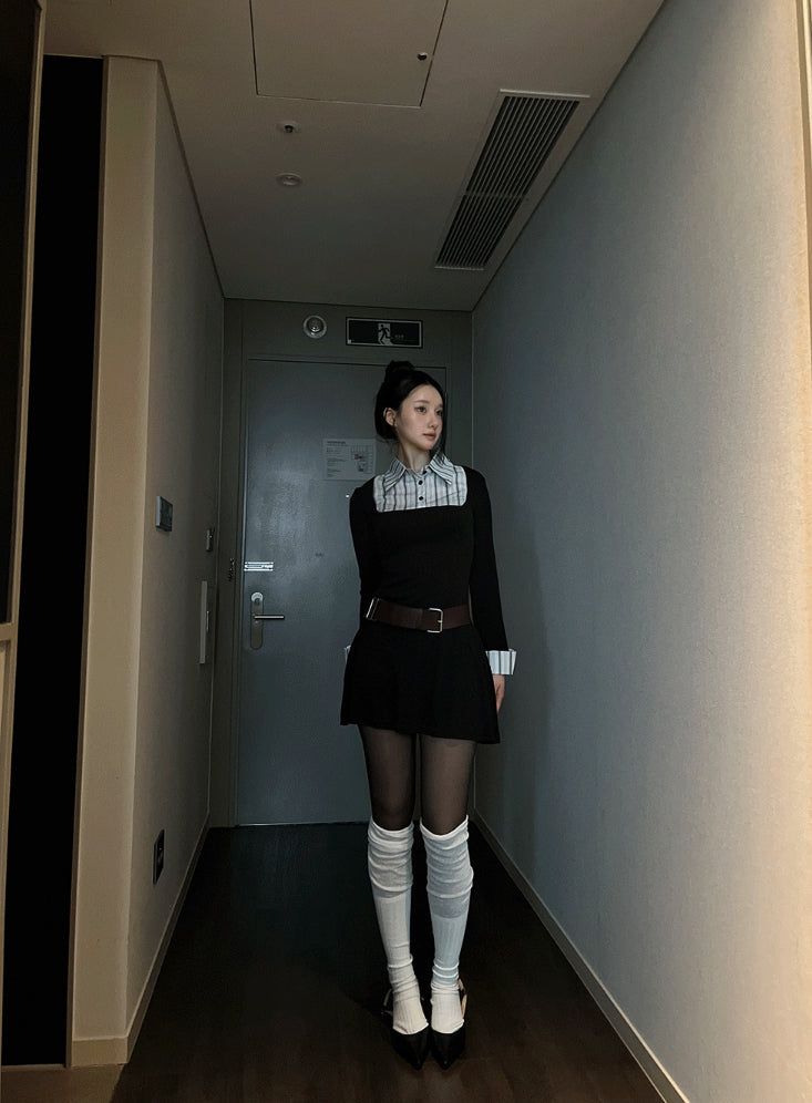 See-through two-tone knee-high socks