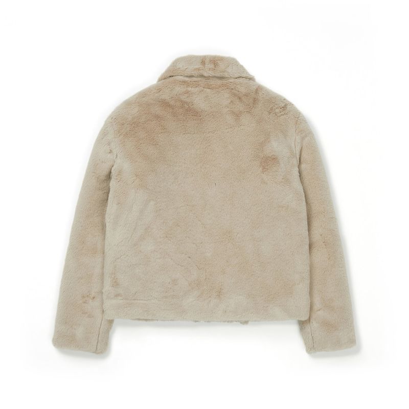 フラッフィーボータイファージャケット / Fluffy Bow tie Fur Jacket [BEIGE]