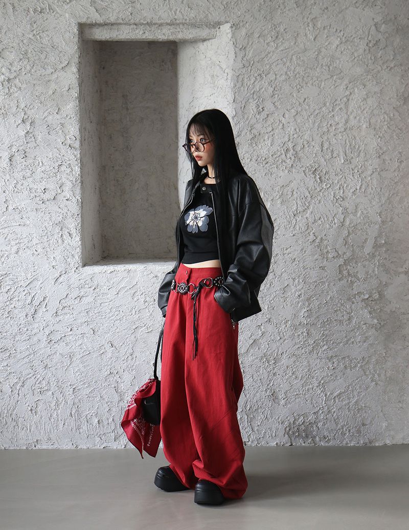 West Cotton Pintuck Wide Pants