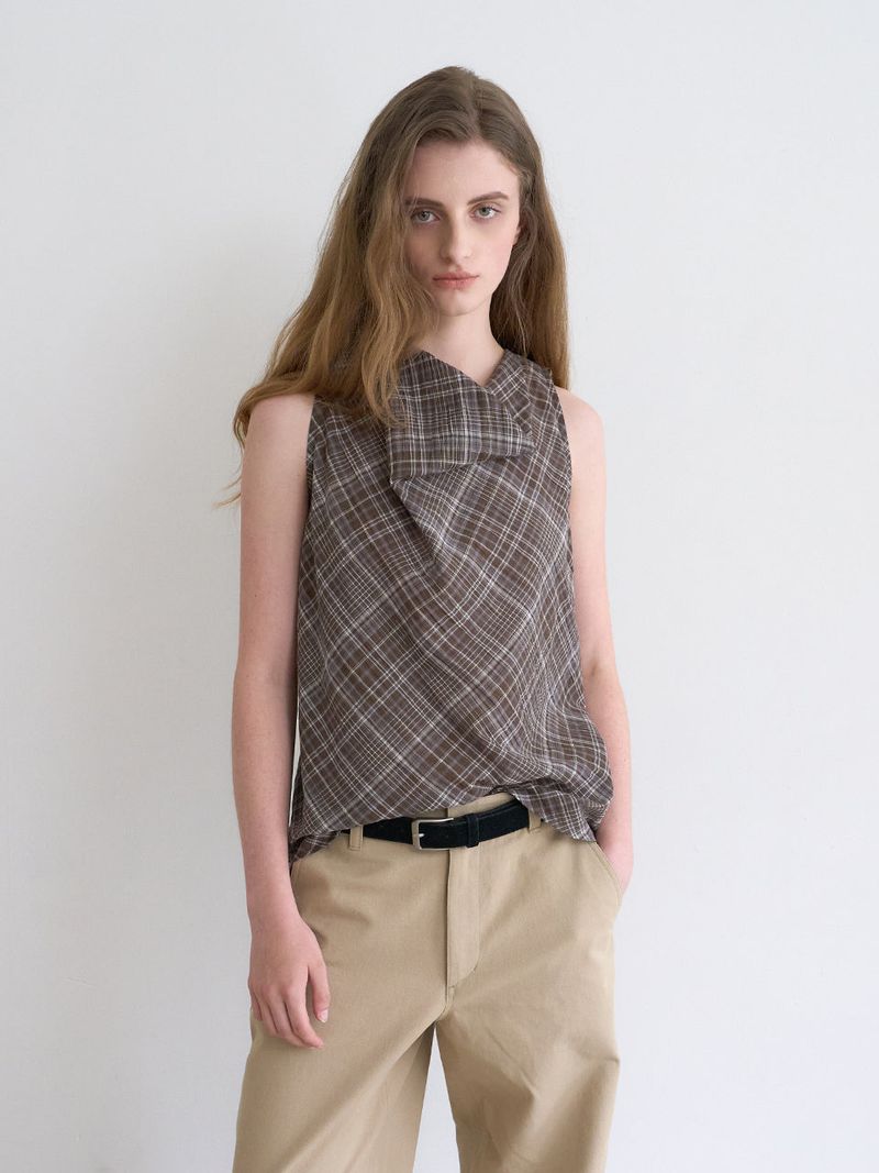 Celine cowl blouse (Check)