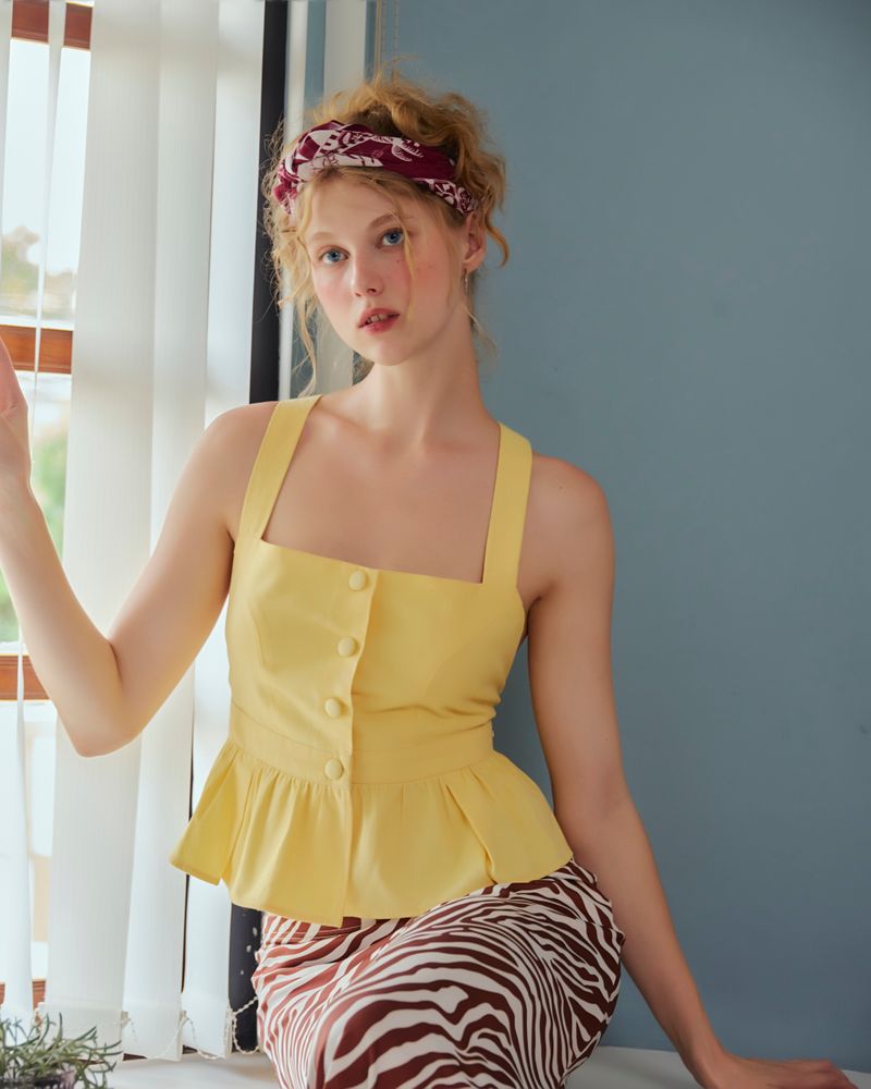 EVIE hailey CROSS-BACK TOP YELLOW