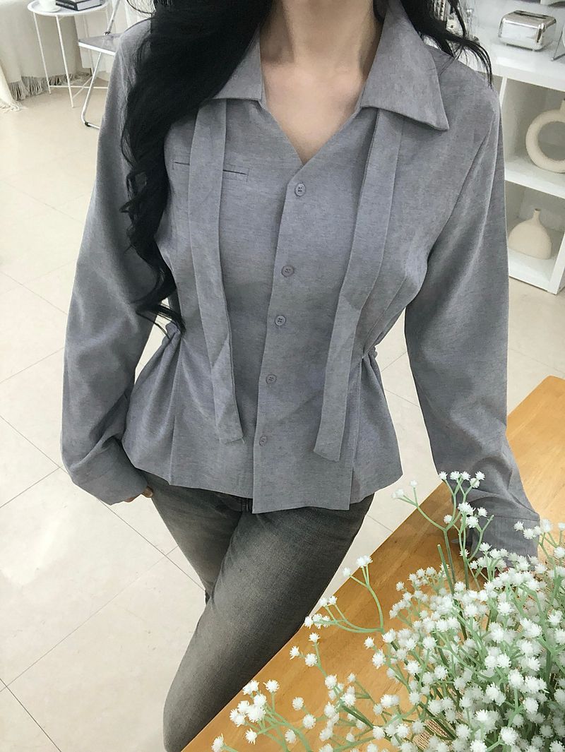 Dual Tie Pintuck Line Shirt