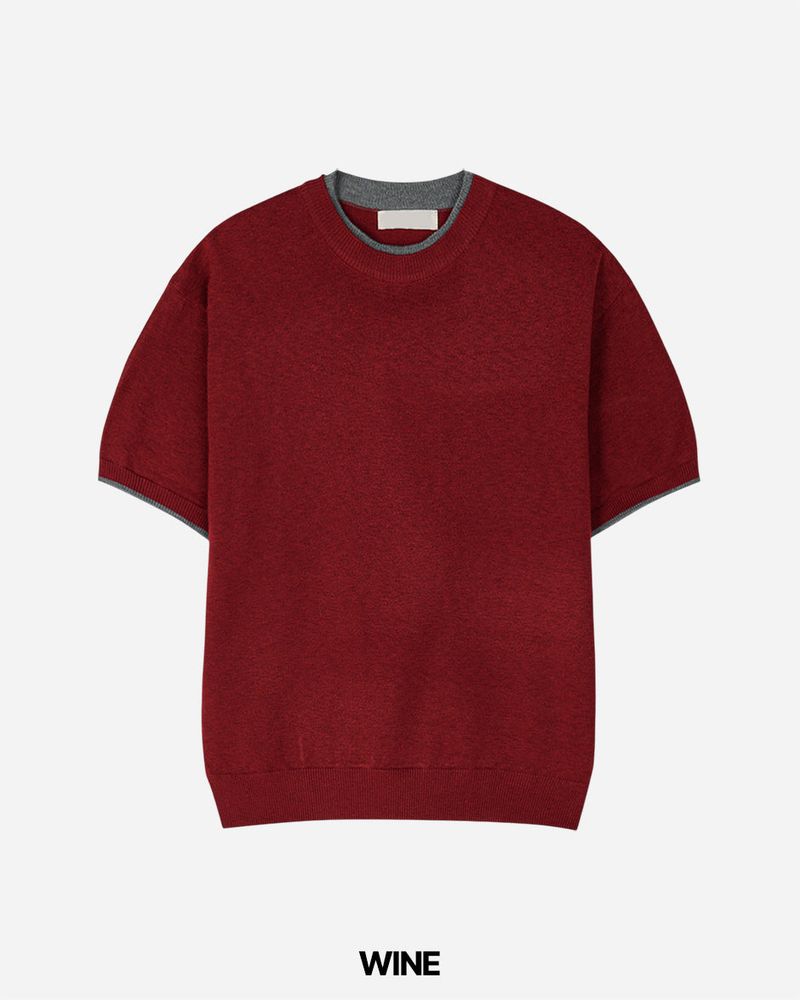Welt Crop Short Sleeve Knit