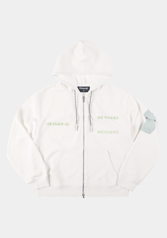 Nowhere Sweat Hood Zip-Up White
