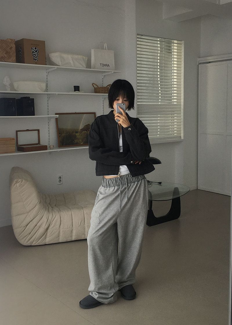 FLOWER CHECK BANDING PANTS