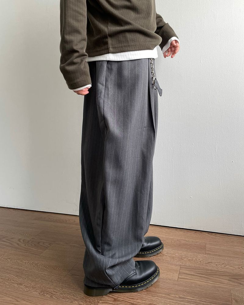 Drape Stripe Banding Slacks