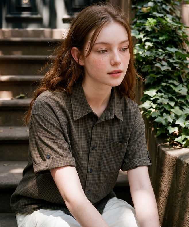 26SS★ Picnic Roll-up Check Short Sleeve Shirt
