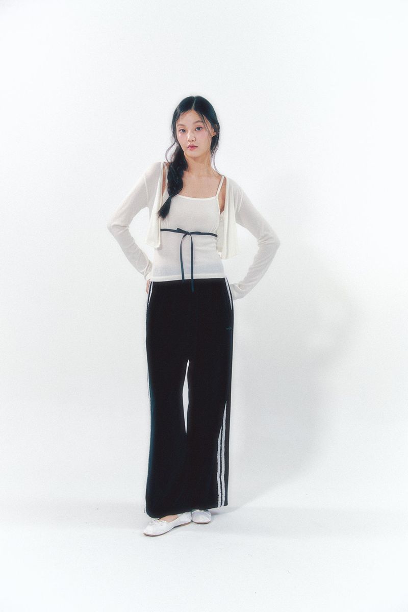 Velvet Lace Track Pants Black