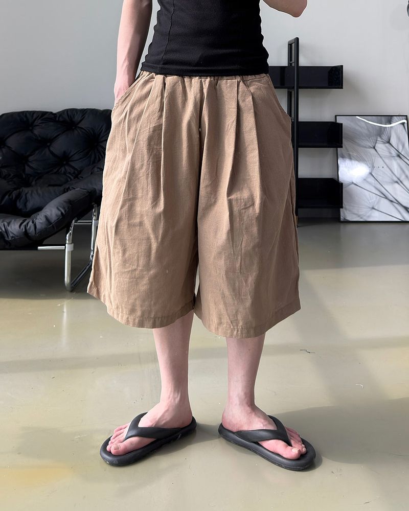 Rok Linen Pintuck Bermuda Pants