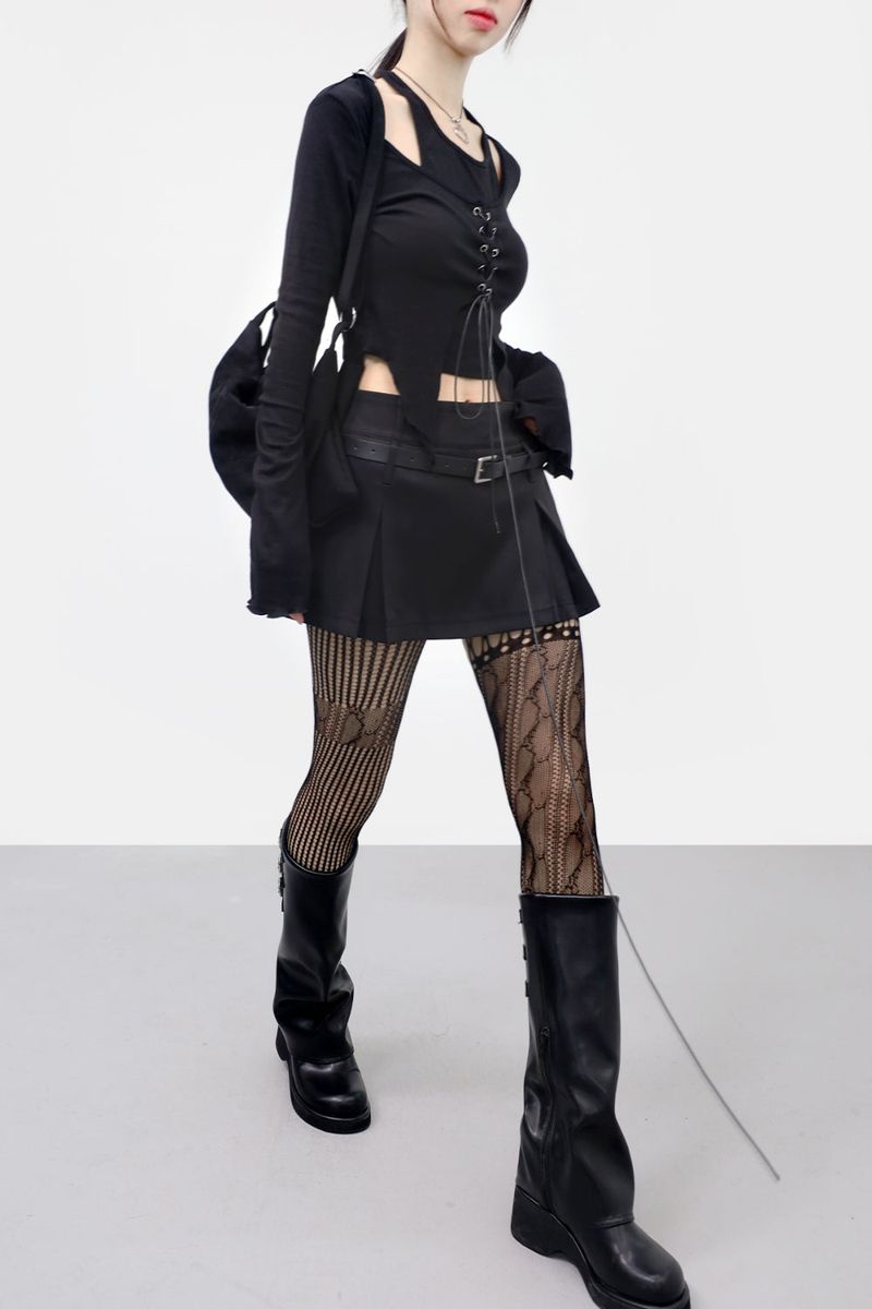 Unaine Garterbelt Uneven Stockings