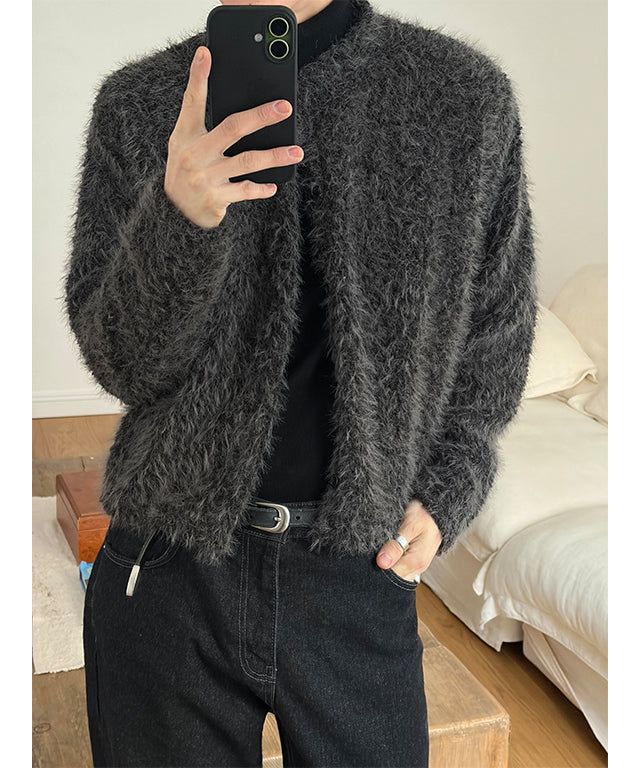 LAURANT（ロラン）の「[Unisex] Hairy crop round knit cardigan(3color)（Tops）」