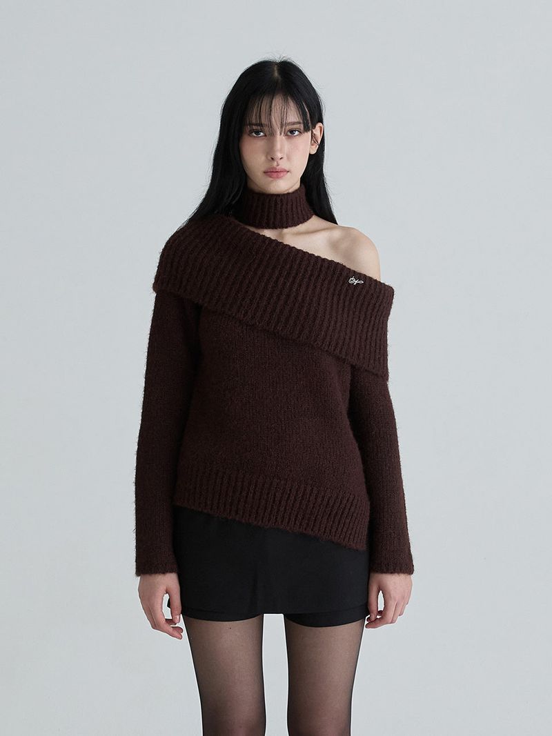 Not your rose（ノットユアローズ）の「Muffler symbol knit set (Brown)（Tops）」