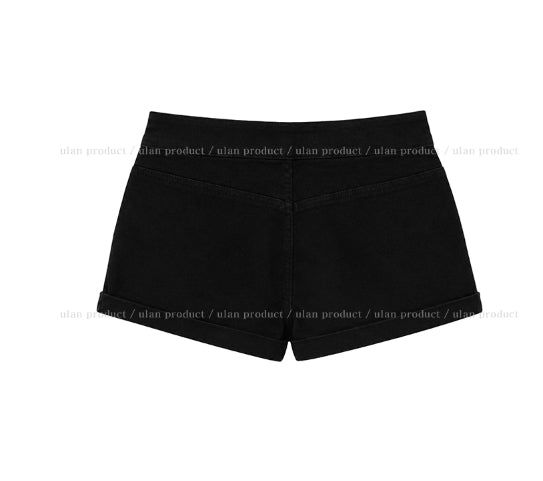 Loopen Lace Zipper Roll-up Shorts