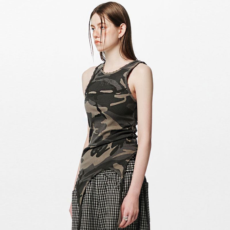 HOLY NUMBER 7(ホーリーナンバーセブン)の「Back Slit Waffle Shirring Top _ Camo(Tops)」