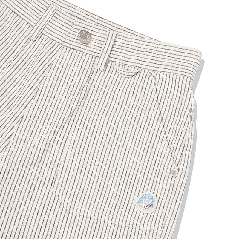 CHERRY STRIPE DENIM SHORT PANTS [LIGHT GRAY]