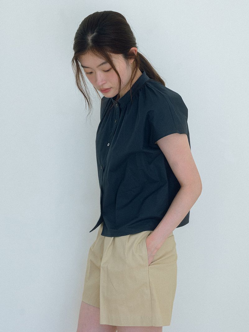 Lace Cap Sleeve Blouse - Navy