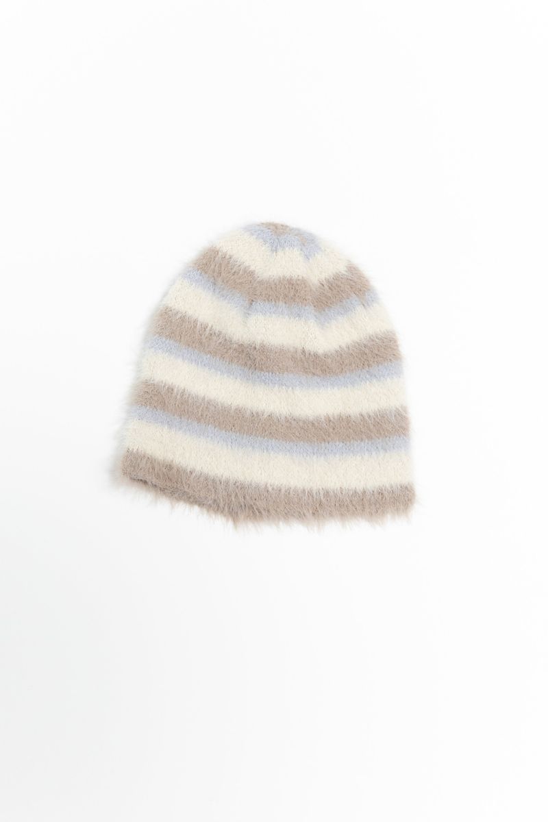 fluffy stripe color beanie(4colors)