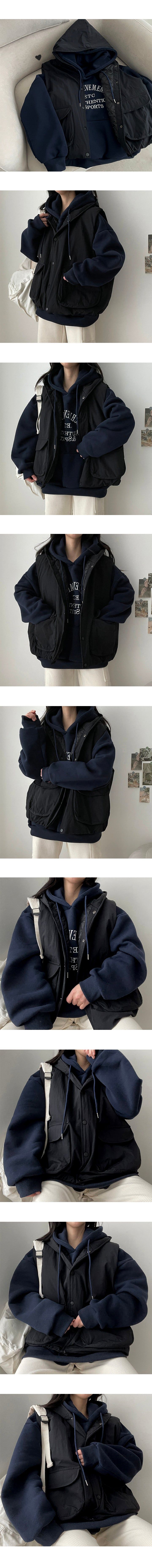 Moding Quilted Pocket Boxy Padded Vest