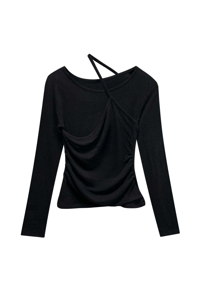MUREN SHIRRING TOP / BLACK