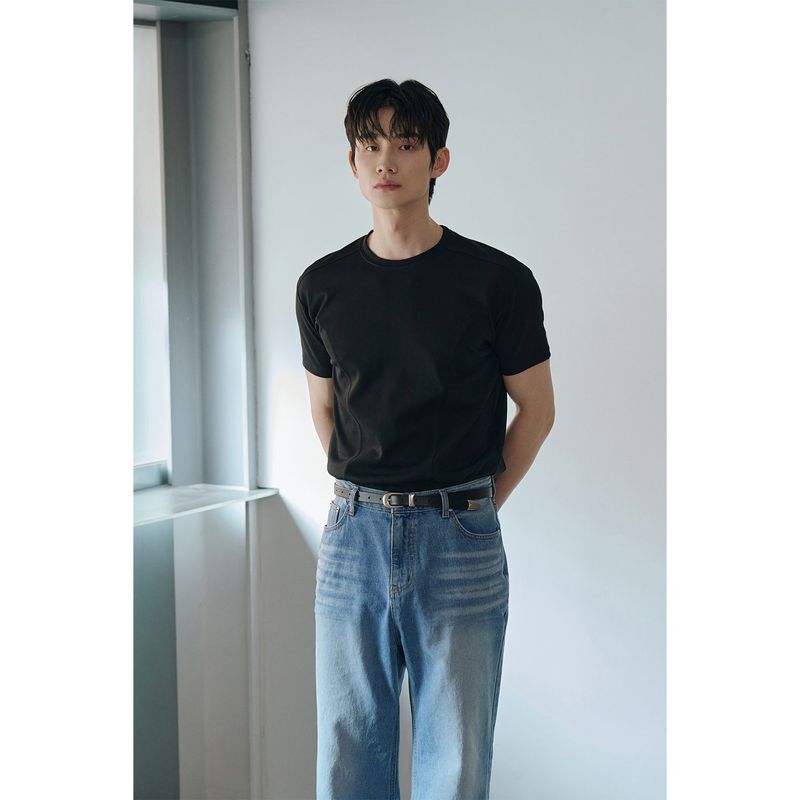 [Muscle fit] Cool curve half t-shirts(Black)
