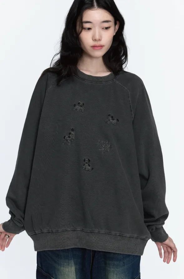 CPGN studio（コンパーニョ）の「26FW★ Happy Puppy Patch Pigment Raglan Sweatshirt（Tops）」
