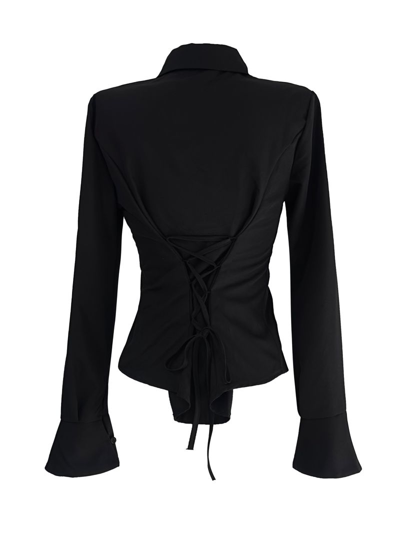 back corset cuff shirt (2color)