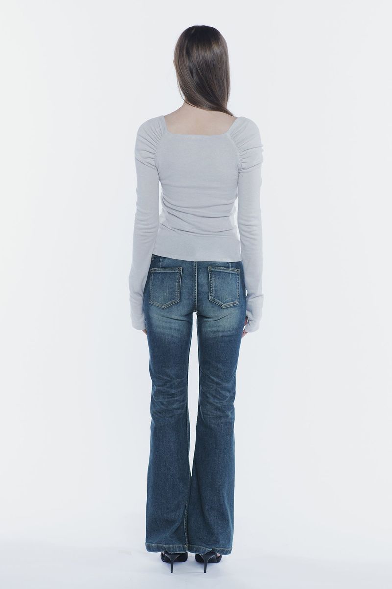 VERA BELTED BOOT-CUT DENIM blue