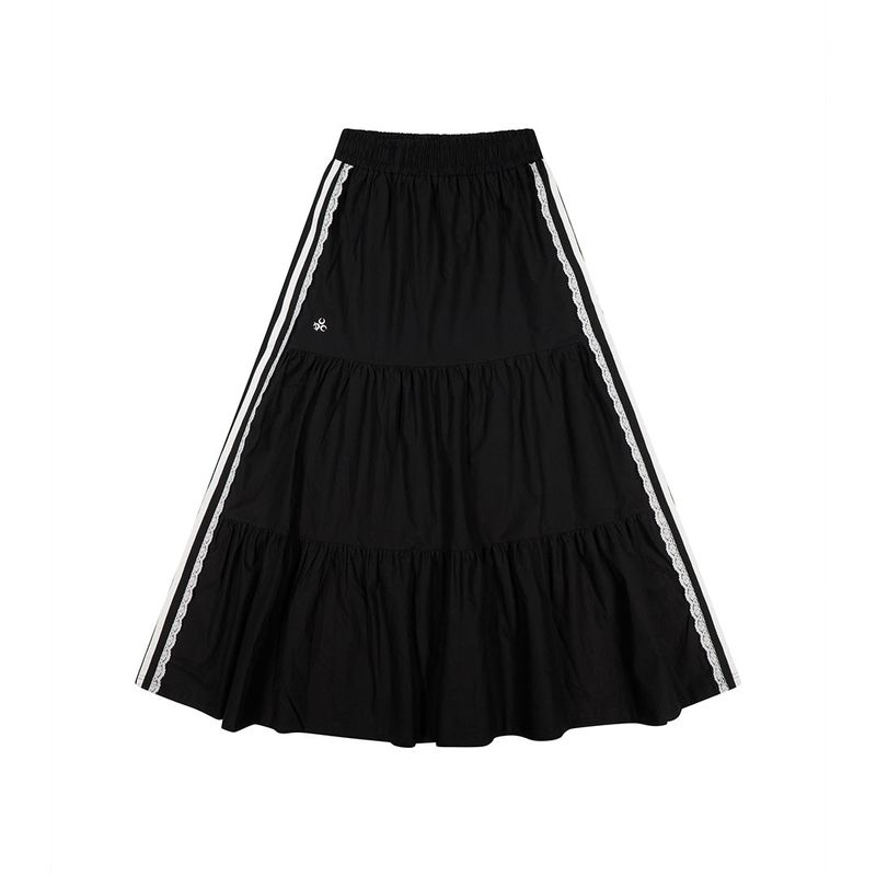 (DUC) Sideline Tiered Long Skirt Black