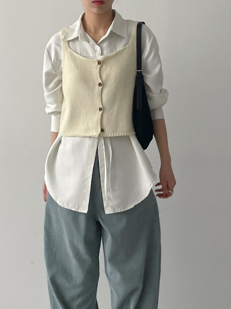 INCHANT ME(インチャントミー)の「Wood Square Neck Knit Bustier(Tops)」