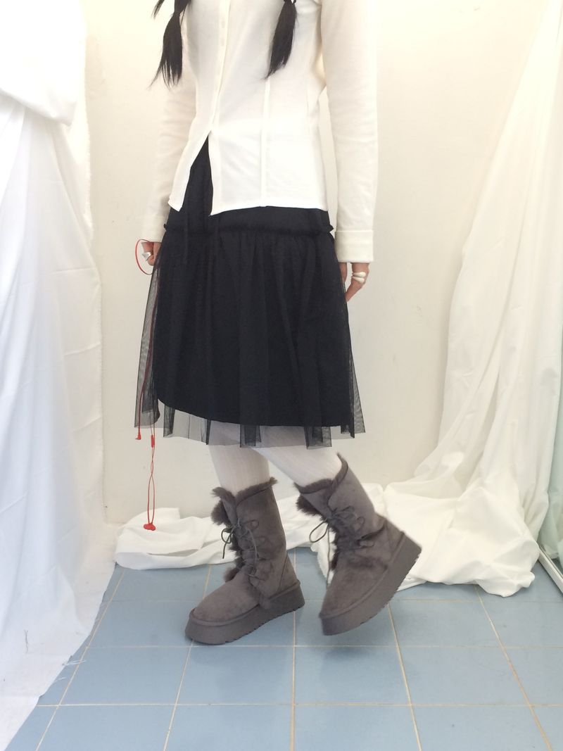 Suede Rabbit Fur Boots