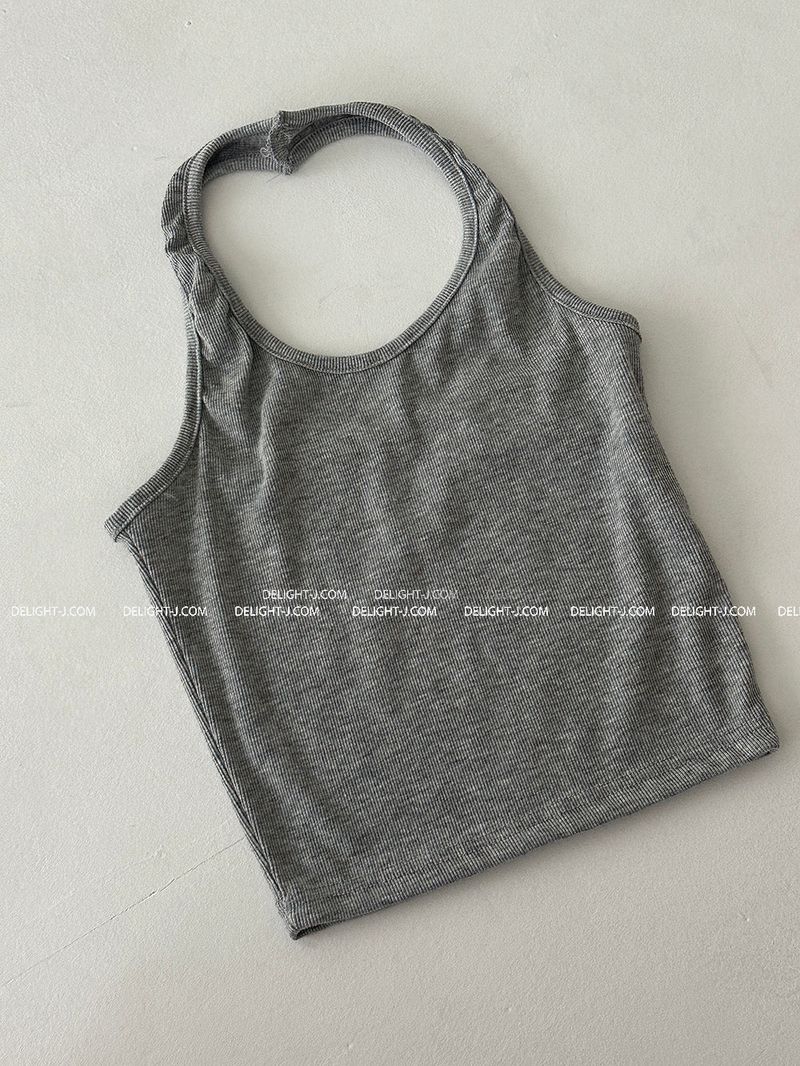 Halterneck Ribbed Sleeveless