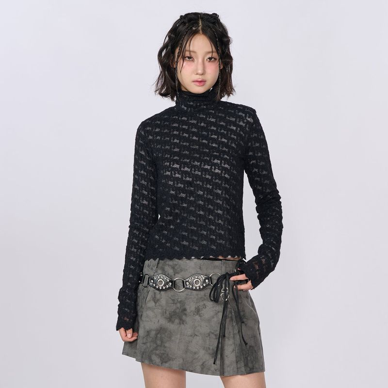 UNUSUALNORMAL（アンユージュアルノーマル）の「RIBBON HIGH-NECK T-SHIRT_BLACK（Tops）」
