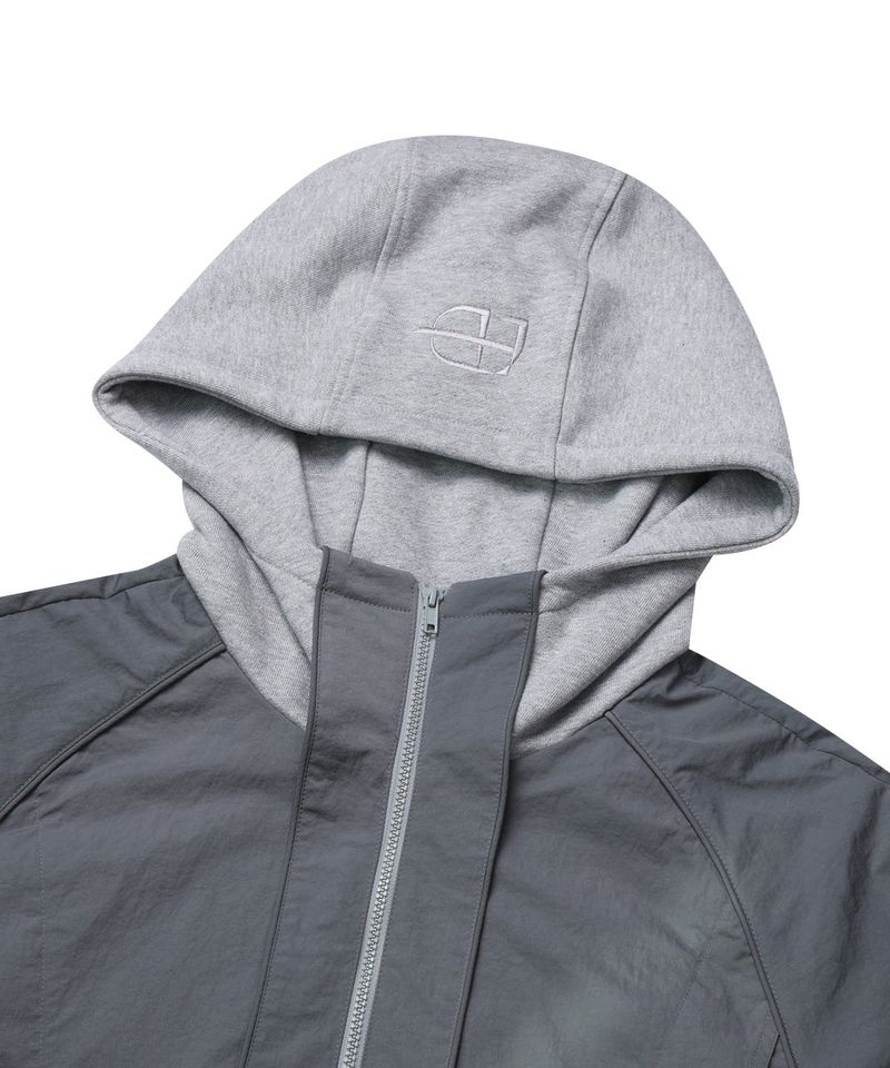 PIPPING MIX ANORAK HOODIE_GRAY