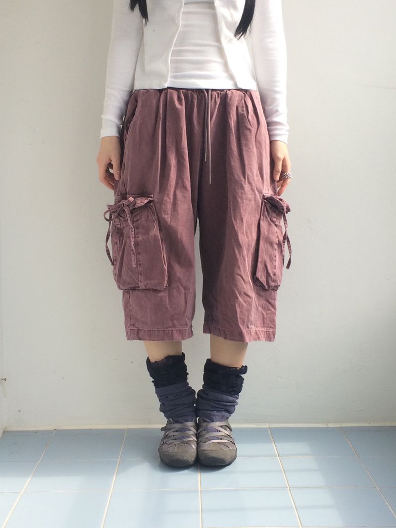 washing ribbon pocket cargo pants