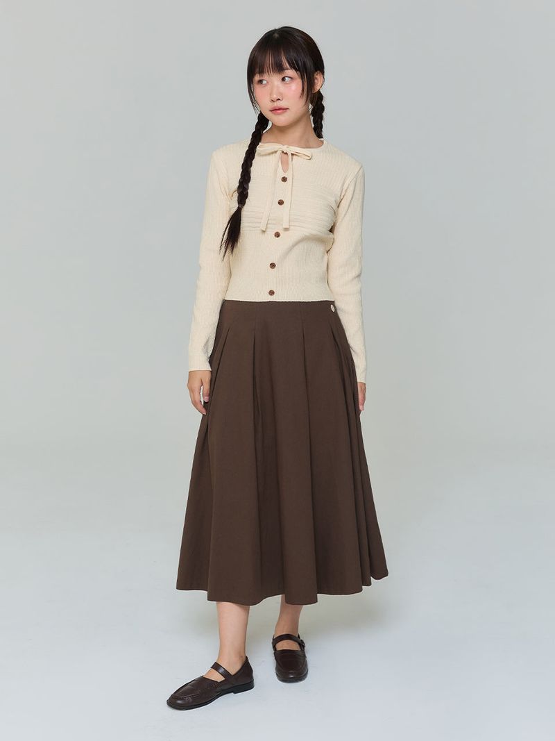 RIBBON BUTTON SILM KNIT - BUTTER