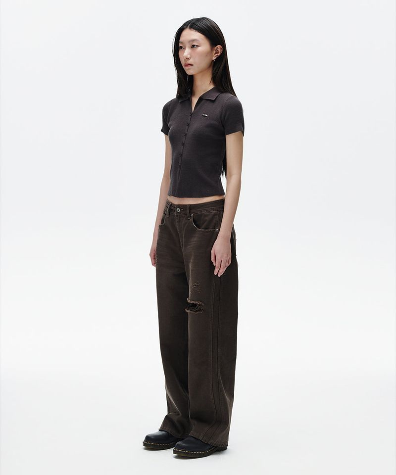 BUTTON-UP COLLAR KNIT