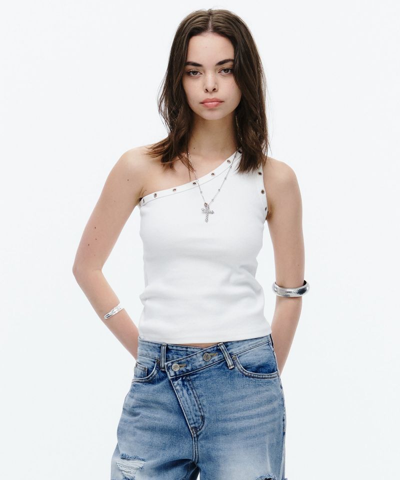 MIDNIGHT MOVE（ミッドナイトムーブ）の「ey shouler top (white)（Tops）」