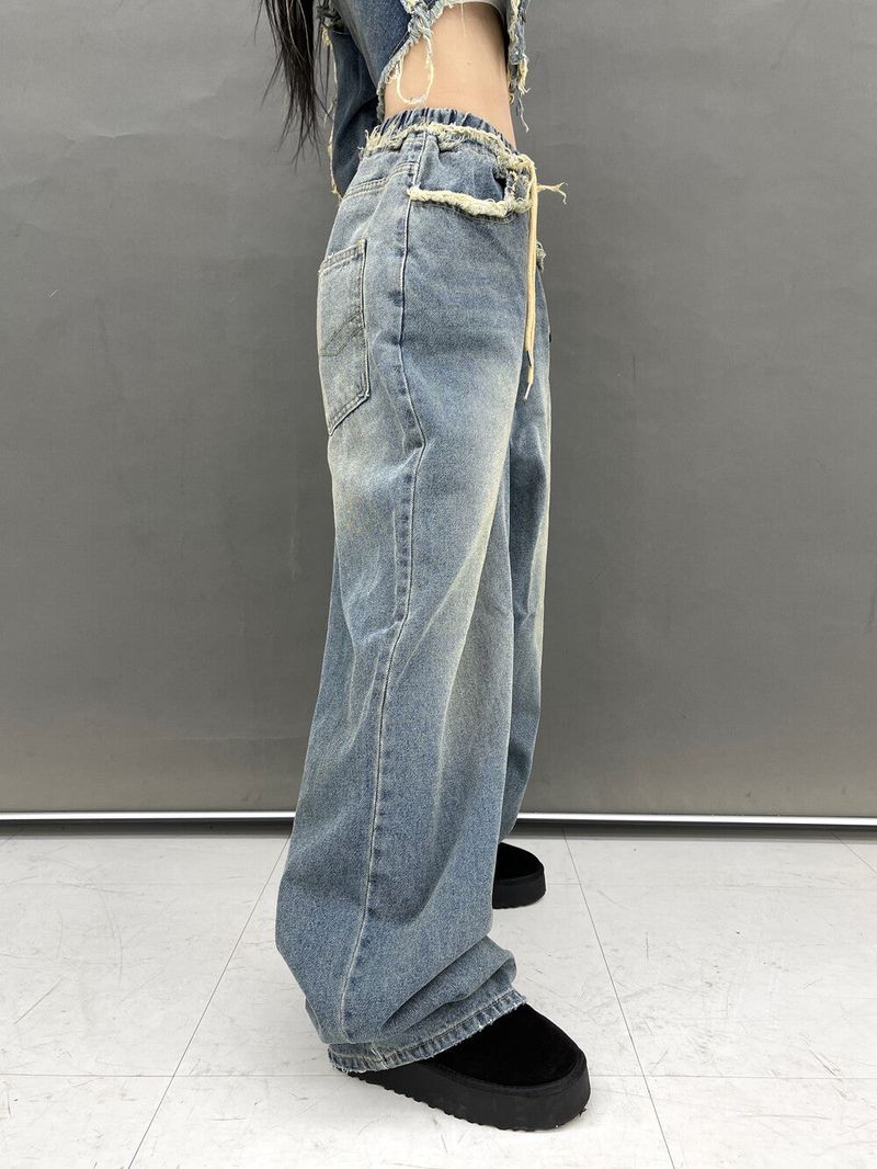 [High quality] 790. Jen damage wide denim pt