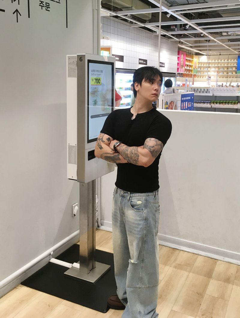 No.1810 slit waffle slim half T (5color)