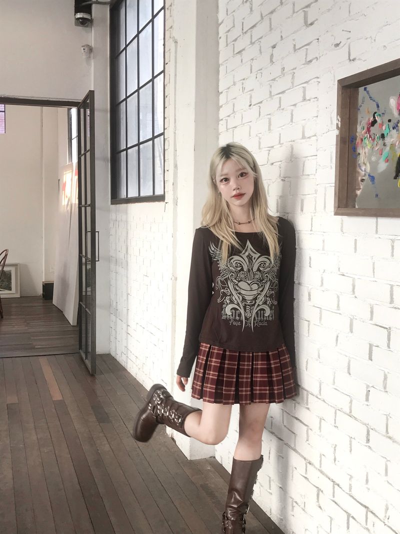 Y2K Cubic Heart Wing Printed T-Shirt