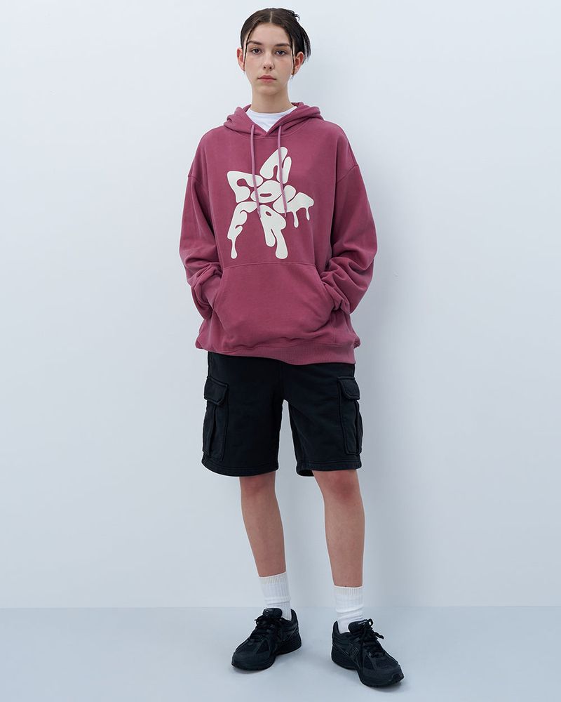 MELTING STAR LOGO PIGMENT HOODIE-PURPLE