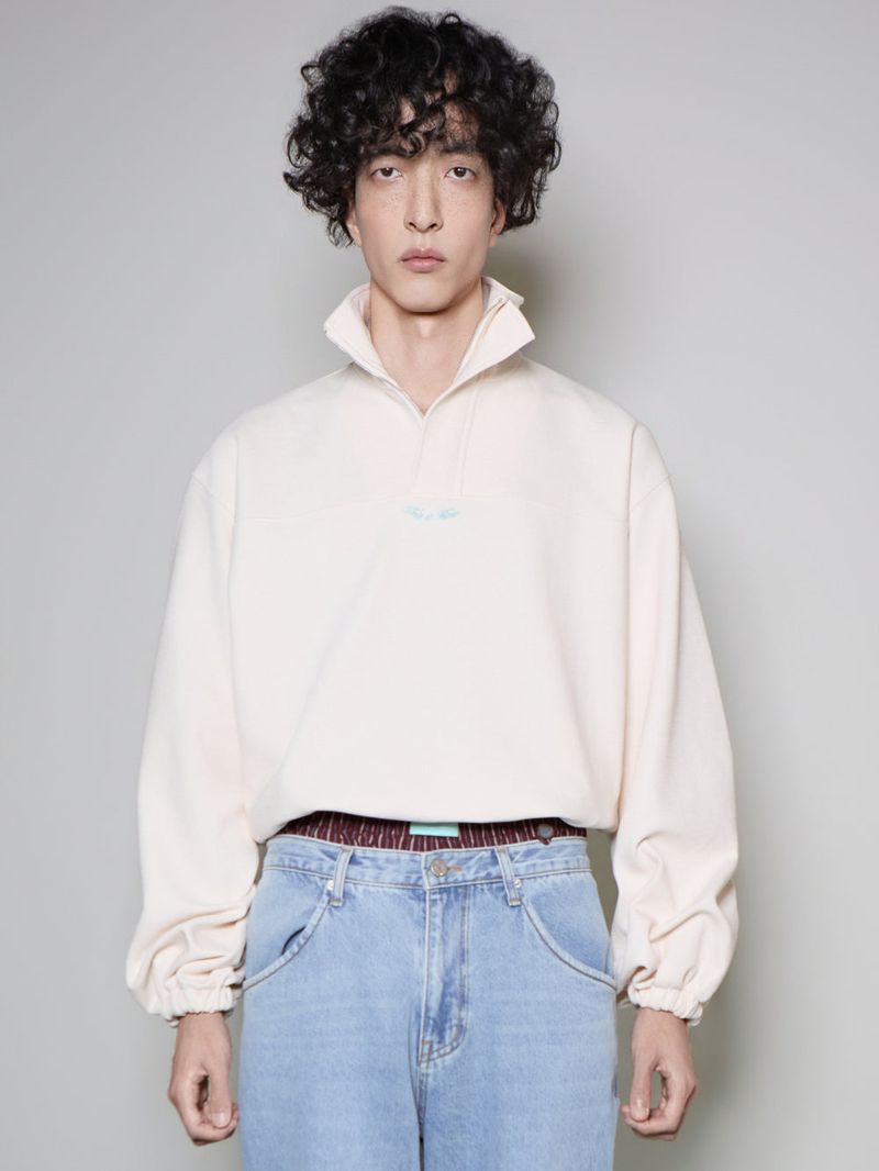 Quarter-Zip Balloon Pullover Sweatshirt